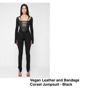 Leather Black Two way Catsuit Jumpsuit